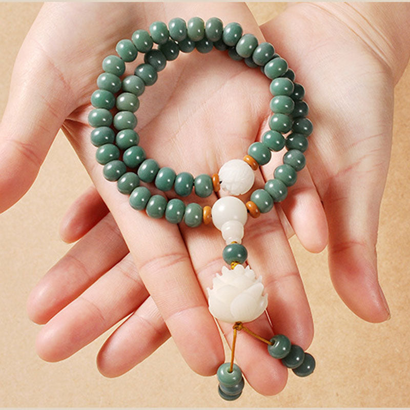 EverestArtStudios 108 Beads Lotus Cyan Bodhi Seed Success Bracelet