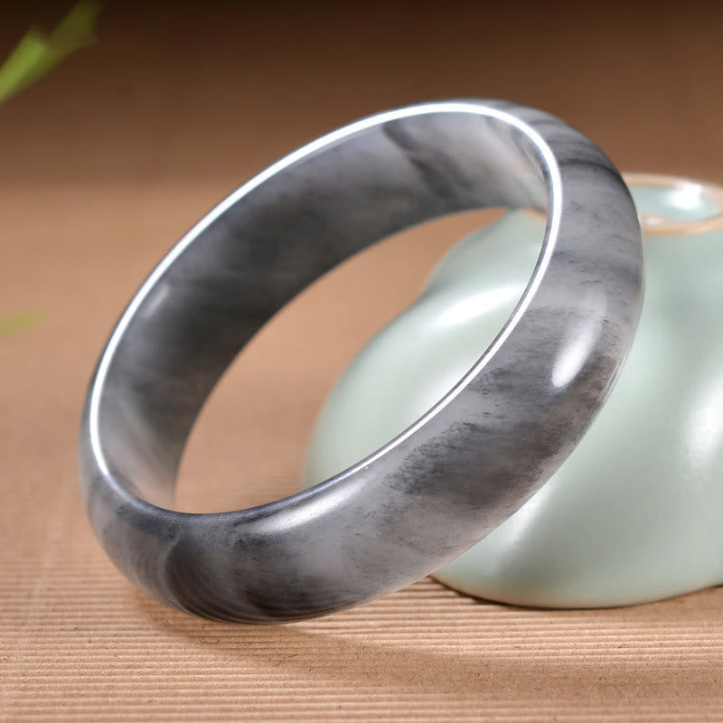 EverestArtstudios Natural Ink Color Golden Silk Jade Wealth Bracelet Bangle