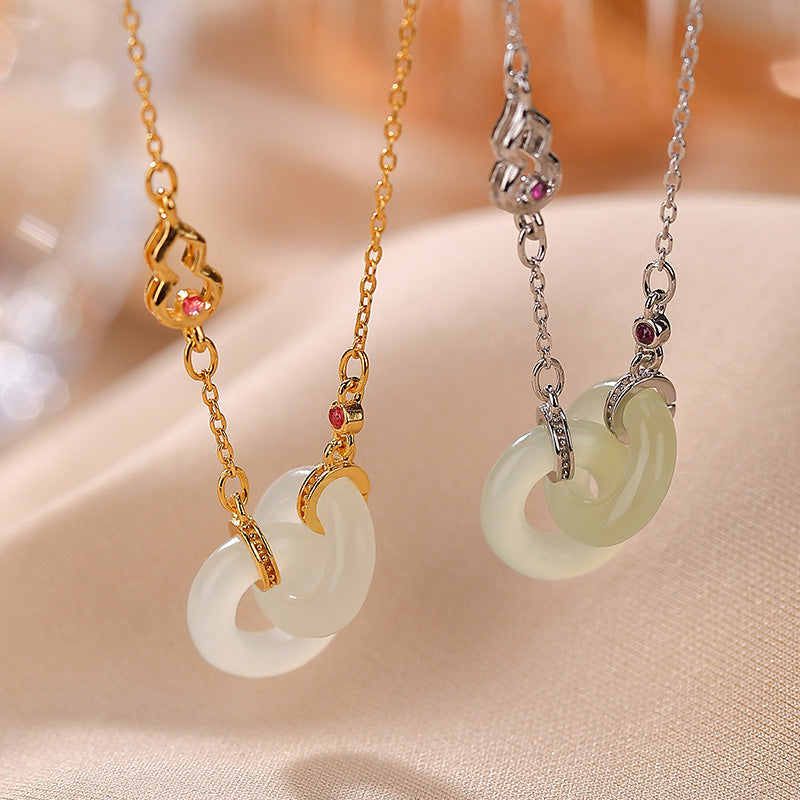 EverestArtstudios 925 Sterling Silver Round Jade Luck Prosperity Necklace Chain Pendant