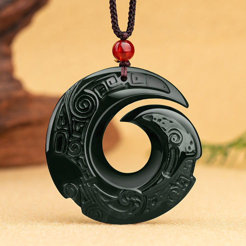 EverestArtstudios One's Luck Improves Design Patern Natural Hetian Cyan Jade Success Necklace Pendant