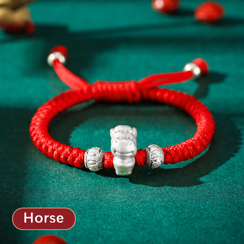 EverestArtstudios 999 Sterling Silver Chinese Zodiac Red Rope Luck Handcrafted Kids Bracelet