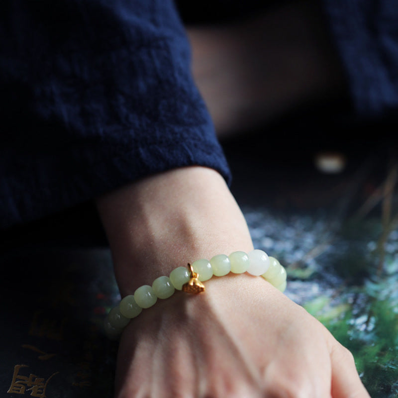 EverestArtstudios Jade Lotus Abundance Adjustable Bracelet