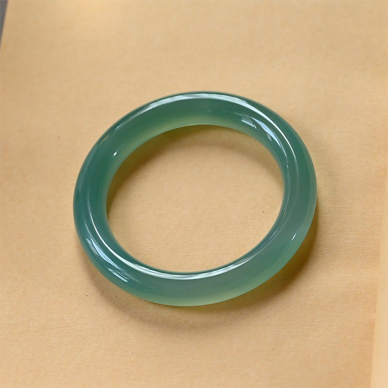EverestArtstudios Natural Green Chalcedony Strength Bangle Bracelet