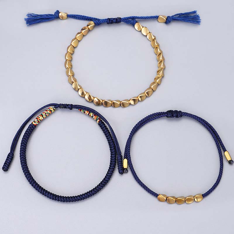 EverestArtStudios 3 Piece Tibetan Copper Beads Healing Protection Luck Bracelet Bundle