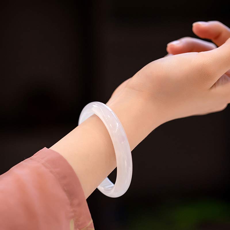 EverestArtstudios Natural Chalcedony Harmony Positive Bracelet Bangle