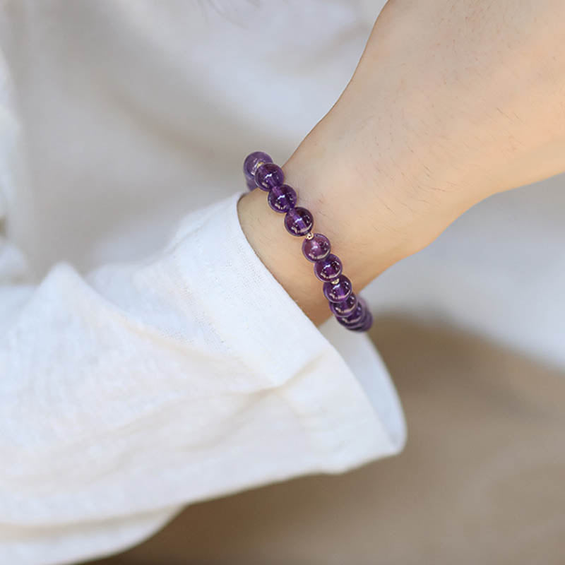 EverestArtstudios Amethyst Crystal Moon Star Healing Bracelet