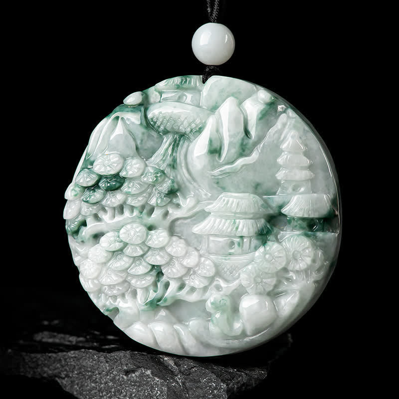 EverestArtstudios Mountain Landscape Jade Abundance String Necklace