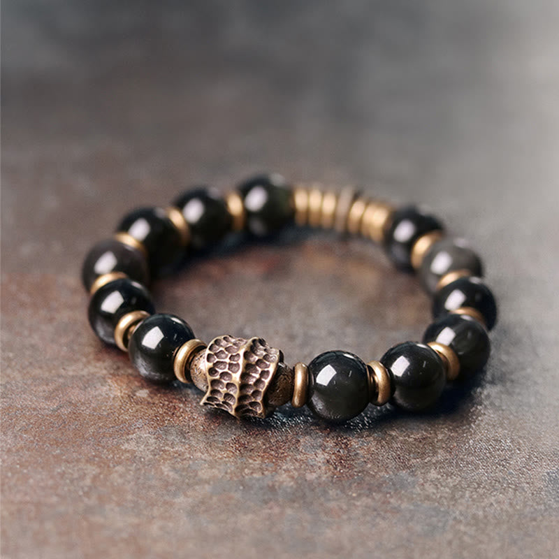 EverestArtstudios Rainbow Obsidian Copper Love Healing Bracelet