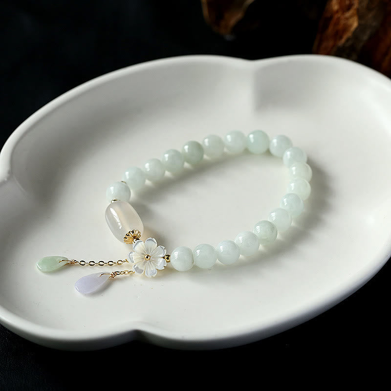 EverestArtStudios Natural White Jade Fortune Bracelet