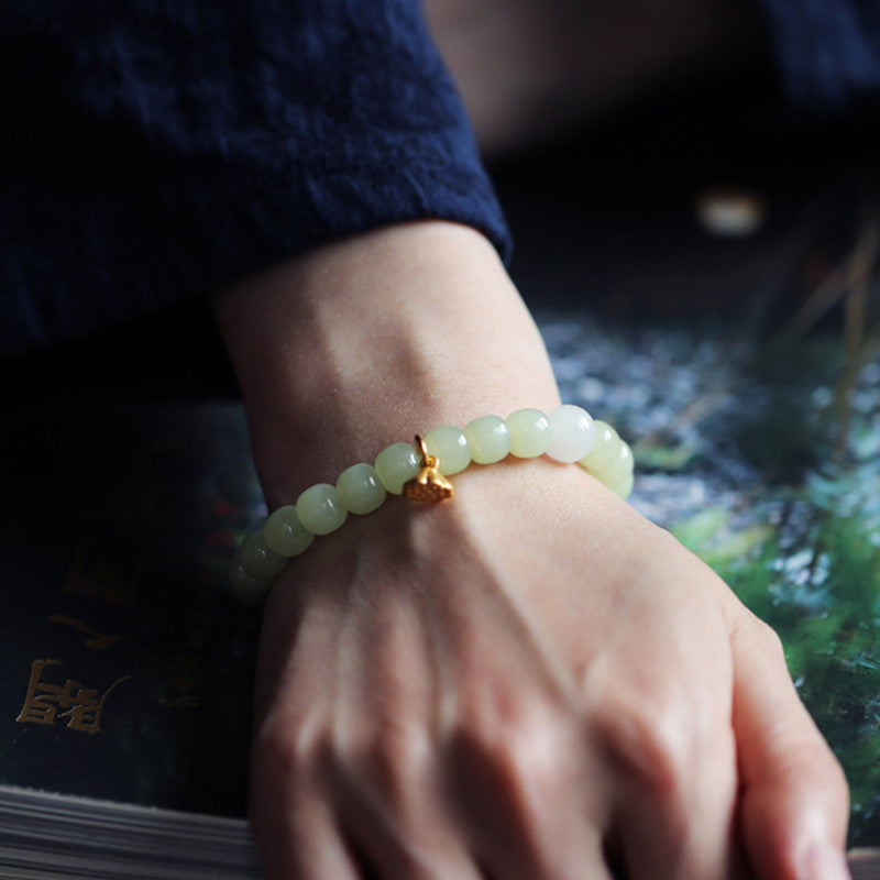 EverestArtstudios Jade Lotus Abundance Adjustable Bracelet