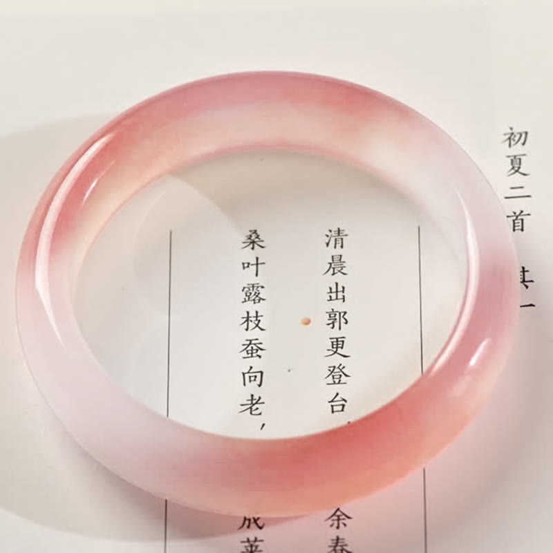 EverestArtstudios Pink Golden Silk Jade Wealth Bracelet Bangle