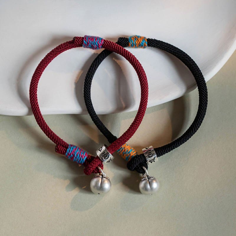 EverestArtStudios 925 Sterling Silver Tibetan Handmade Om Mani Padme Hum Persimmon Charm Luck Protection Braided Bracelet