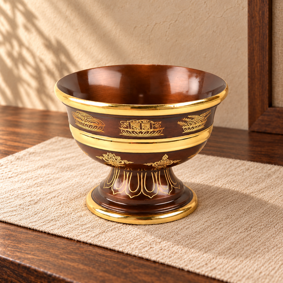 Extra Small copper offering bowl — warm linen background