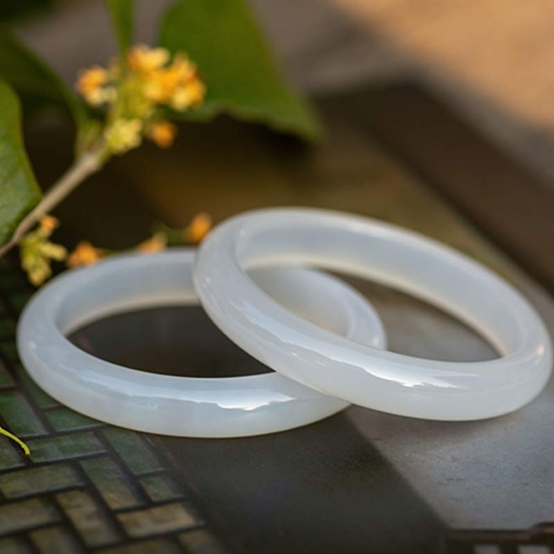 EverestArtstudios Natural Chalcedony Harmony Positive Bracelet Bangle
