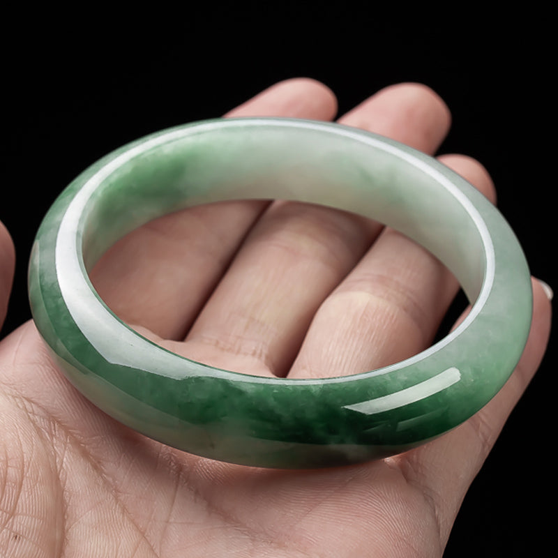 EverestArtStudios Genuine Jade Fortune Blessing Bangle Bracelet