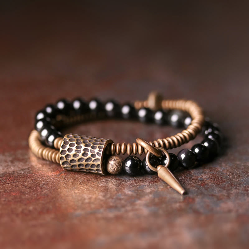 EverestArtstudios Rainbow Obsidian Copper Inner Peace Healing Double Layer Bracelet