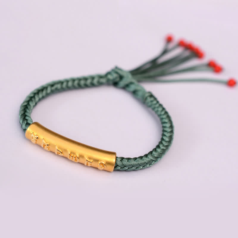 EverestArtStudios 999 Sterling Silver Om Mani Padme Hum Protection Strength String Bracelet