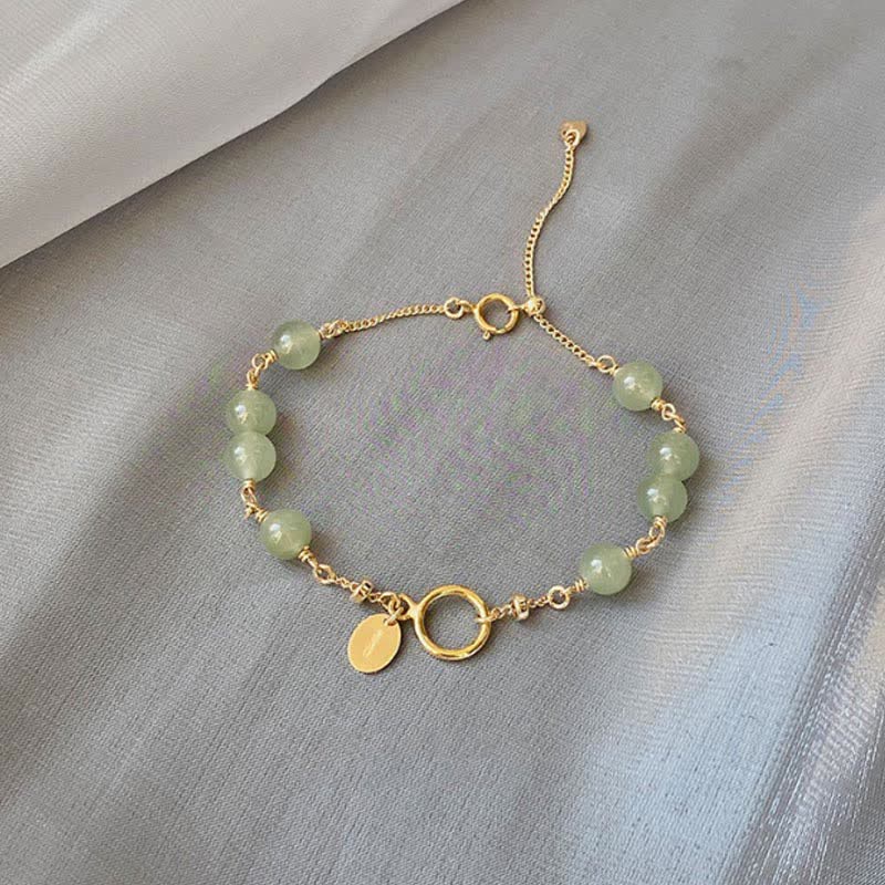 EverestArtstudios Unique Natural Hetian Jade 14K Gold filled Luck Beaded Bracelet