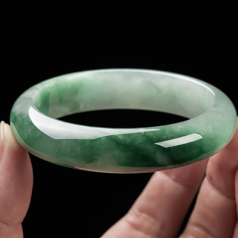 EverestArtStudios Genuine Jade Fortune Blessing Bangle Bracelet