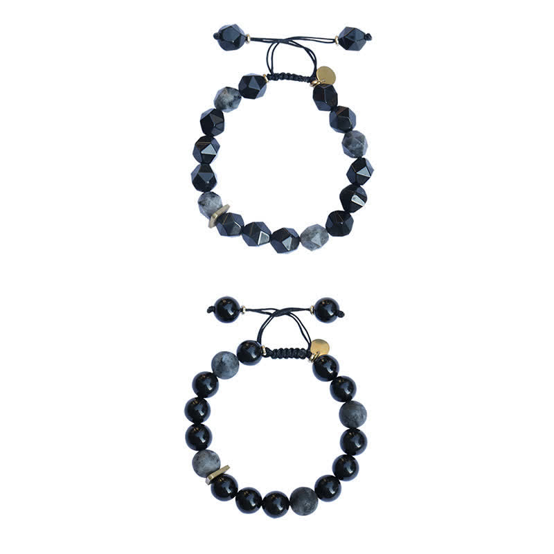EverestArtstudios Black Obsidian Black Glitter Stone Purification Bracelet