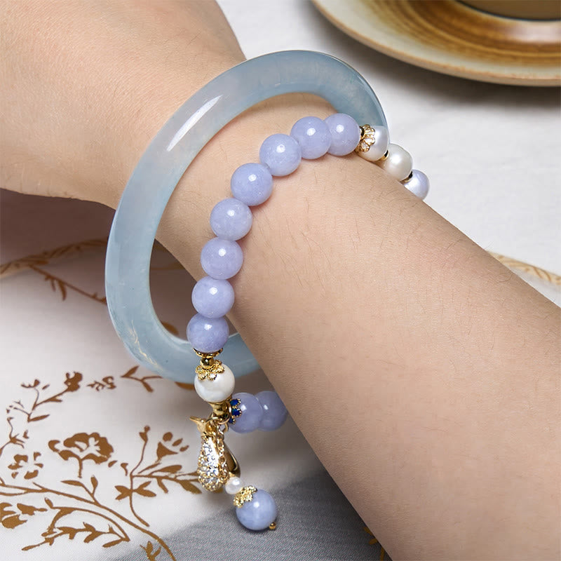 EverestArtstudios Inner Peace And Stress Relief Aquamarine Jade Blue Bracelet Bangle Bundle