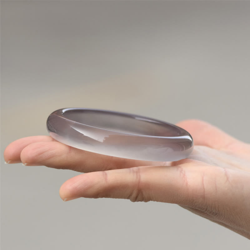 EverestArtstudios Natural Gray Chalcedony Harmony Bangle Bracelet