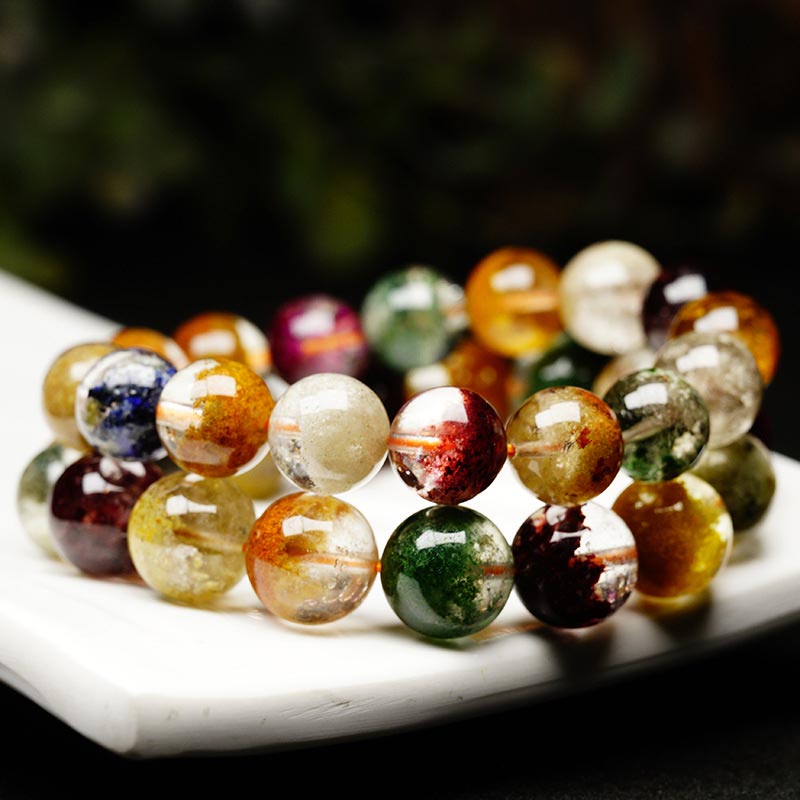 EverestArtstudios Natural Assorted Gemstone Crystal Love Bracelet