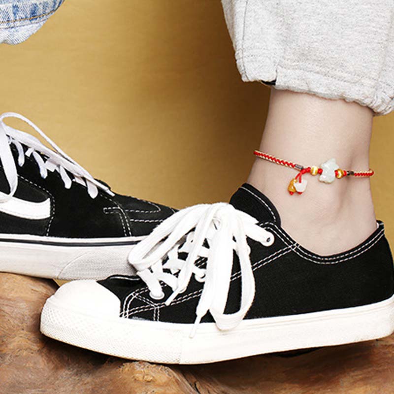 EverestArtStudios Chinese Zodiac Jade Prosperity Red String Bracelet Anklet