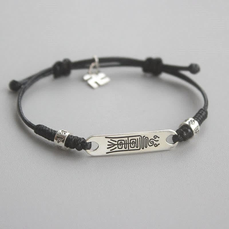 EverestArtStudios 925 Sterling Silver Red Cord Fortune Resilience Woven Bracelet