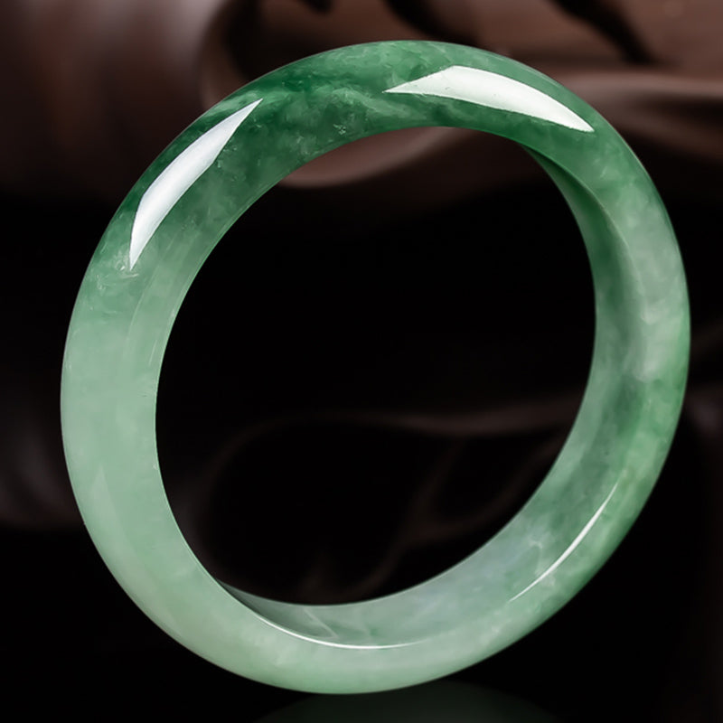 EverestArtStudios Genuine Jade Fortune Blessing Bangle Bracelet