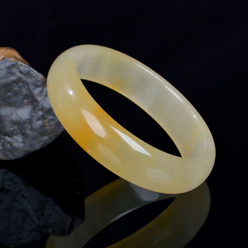 EverestArtstudios Natural Golden Silk Jade Luck Wealth Bracelet Bangle