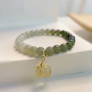 EverestArtstudios Natural Hetian Jade Money Bag Charm Bead Prosperity Bracelet