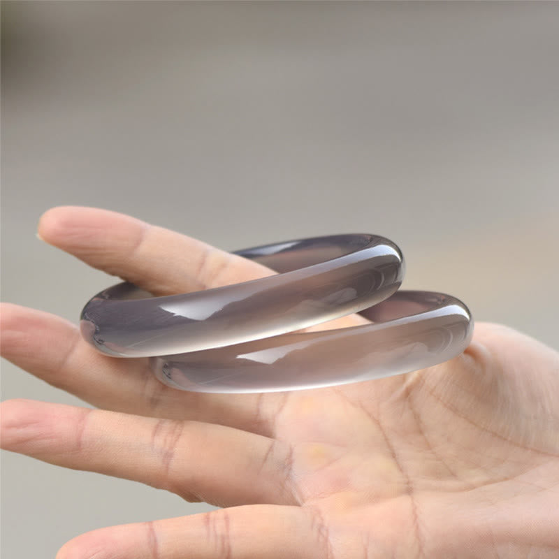 EverestArtstudios Natural Gray Chalcedony Harmony Bangle Bracelet