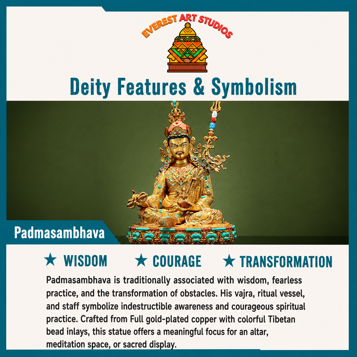 Padmasambhava deity and symbolism information card