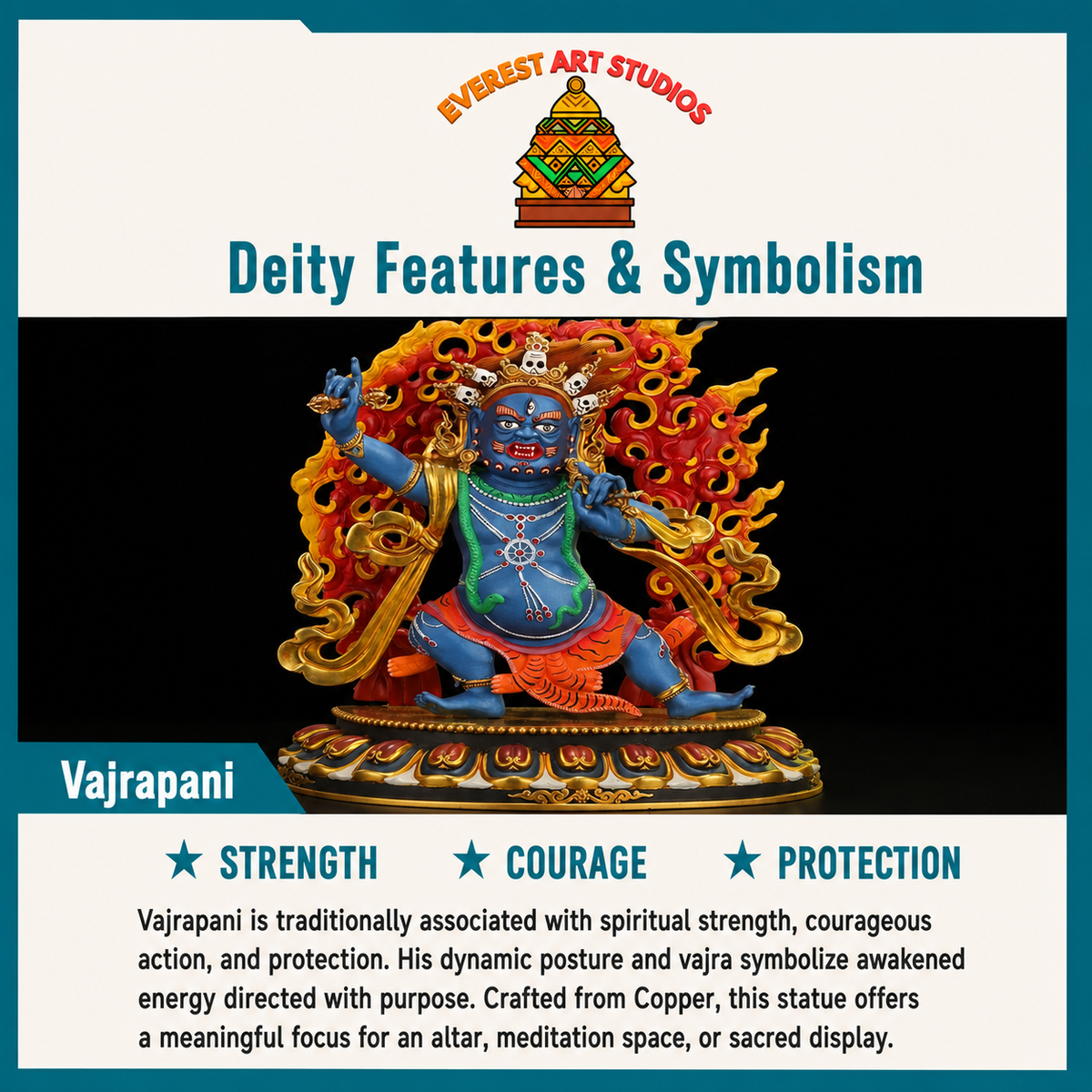 Vajrapani deity and symbolism information card