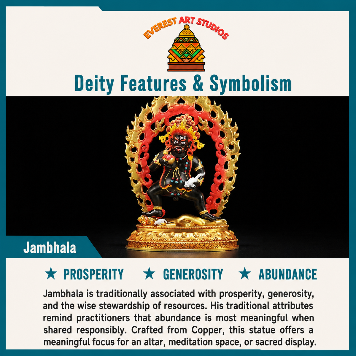 Jambhala deity and symbolism information card