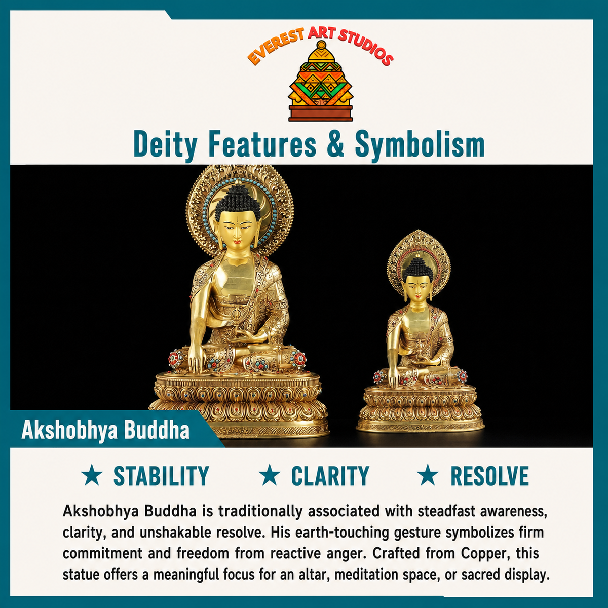 Akshobhya Buddha deity and symbolism information card