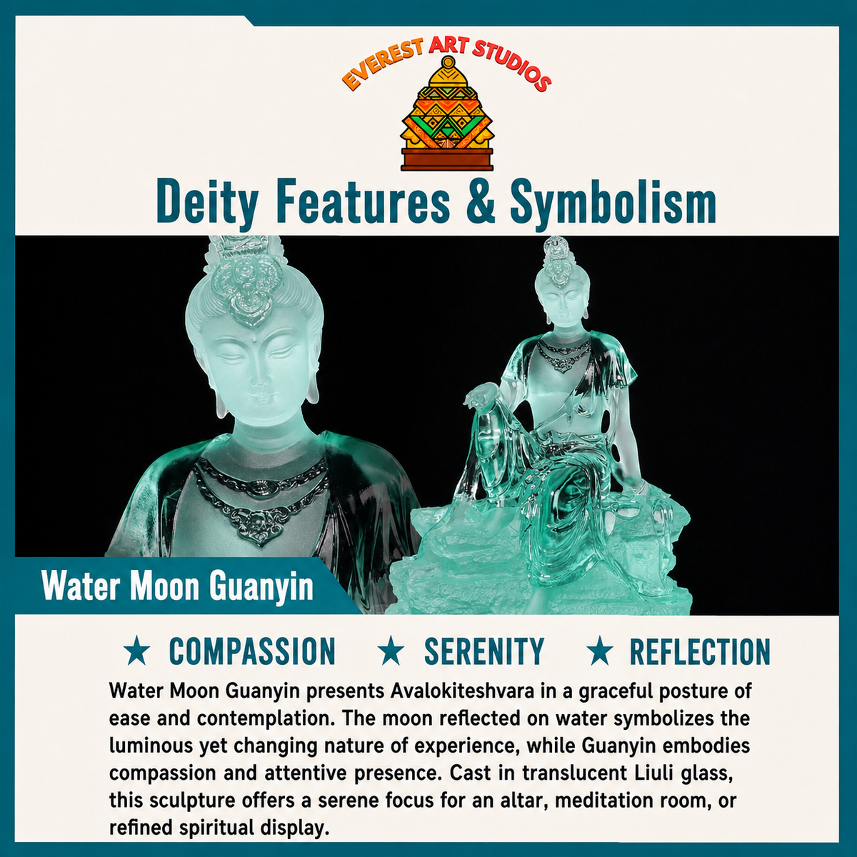 Water Moon Guanyin deity and symbolism information card