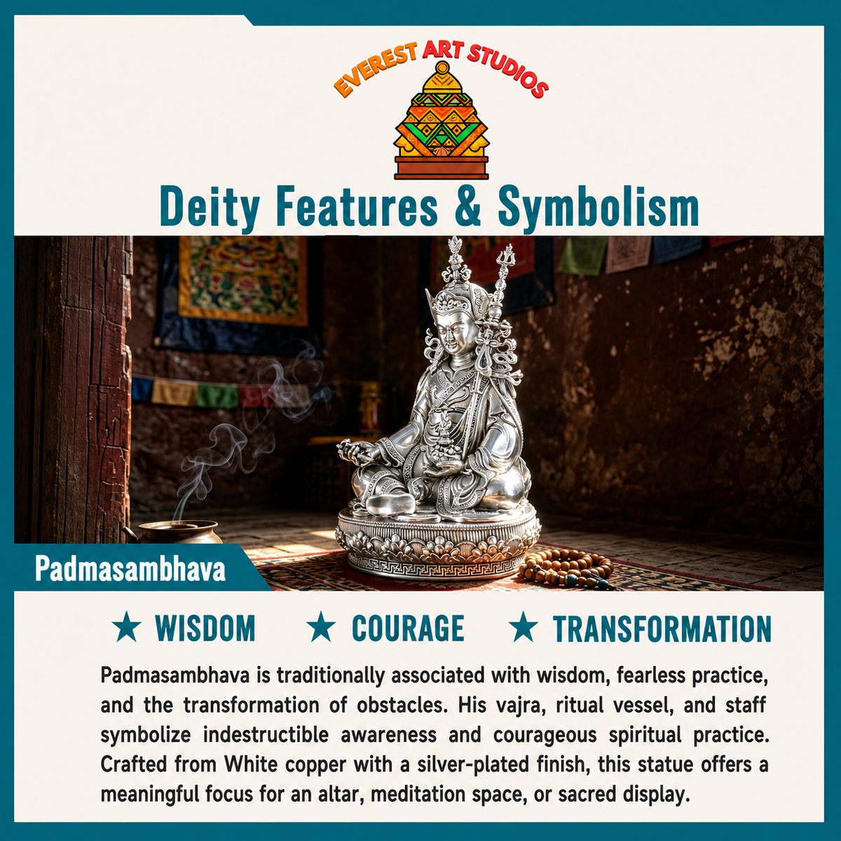 Padmasambhava deity and symbolism information card