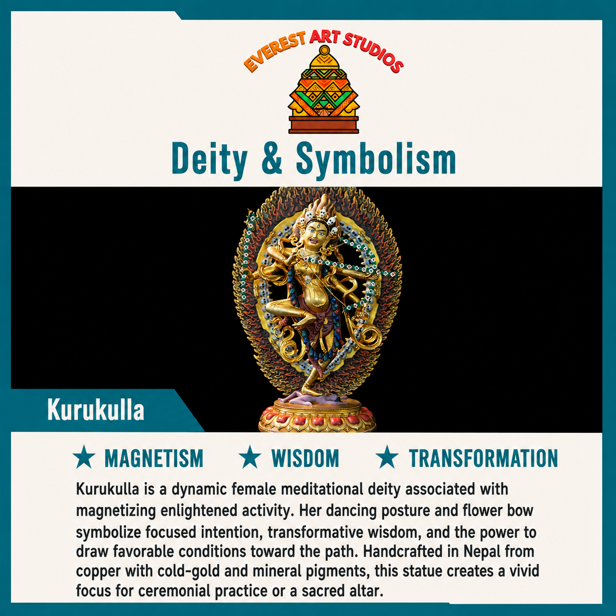 Kurukulla deity and symbolism information card