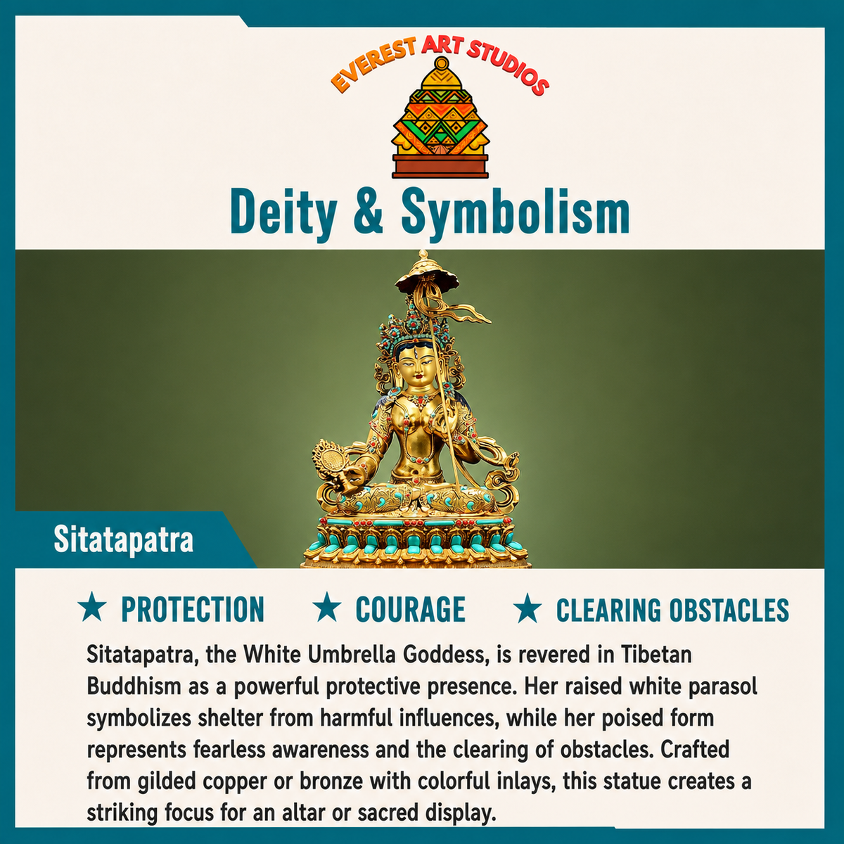 Sitatapatra White Umbrella Goddess deity and symbolism information card