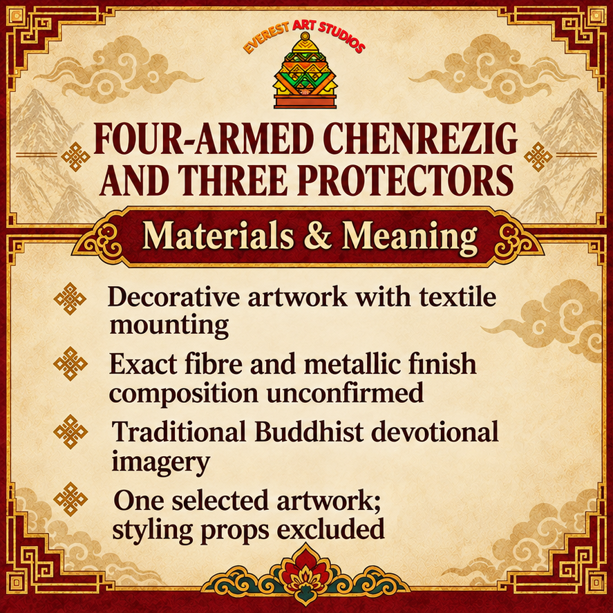 Four-Armed Chenrezig and Three Protectors material