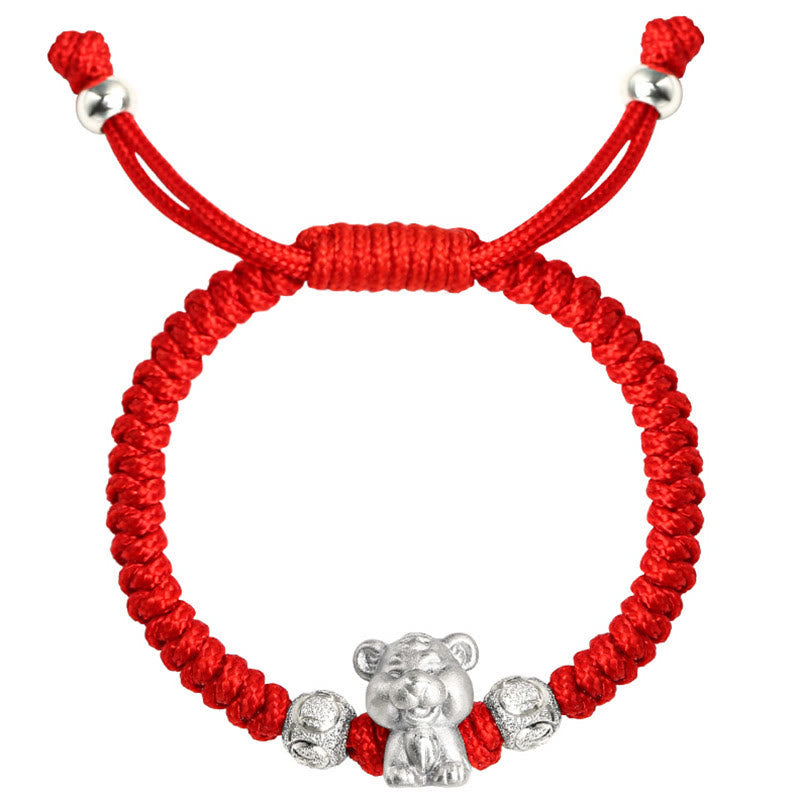 EverestArtstudios 999 Sterling Silver Chinese Zodiac Red Rope Luck Handcrafted Kids Bracelet