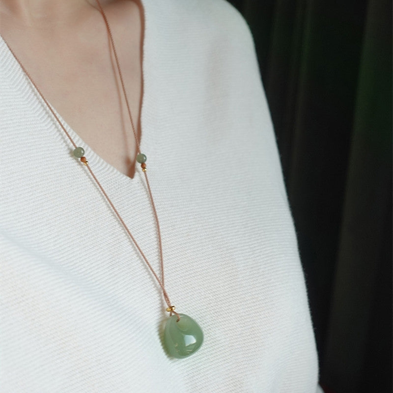 EverestArtstudios Natural Jade Luck Prosperity Necklace Pendant