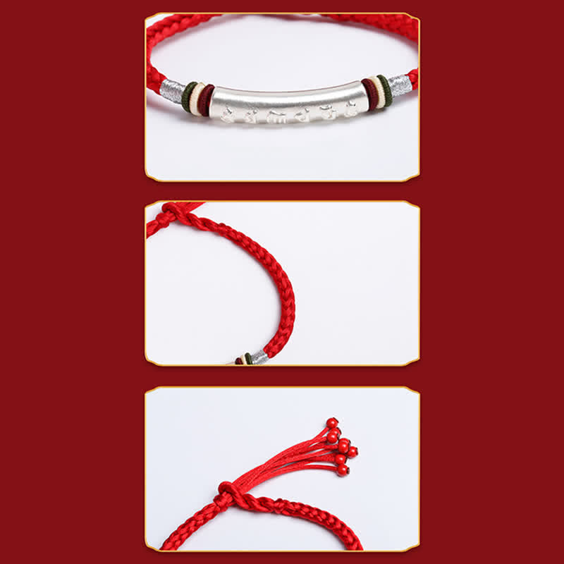 EverestArtStudios 999 Sterling Silver Om Mani Padme Hum Protection Strength String Bracelet