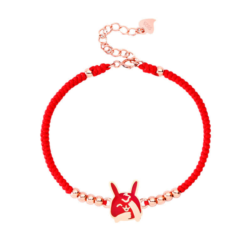 EverestArtStudios 925 Sterling Silver Chinese Zodiac Luck Faith Discolor Red String Bracelet