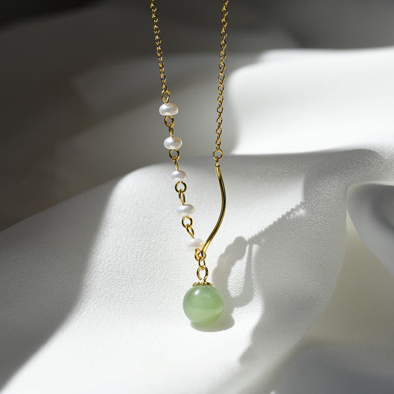 EverestArtstudiosNatural Hetian Jade Pearl Luck Bead Necklace Pendant