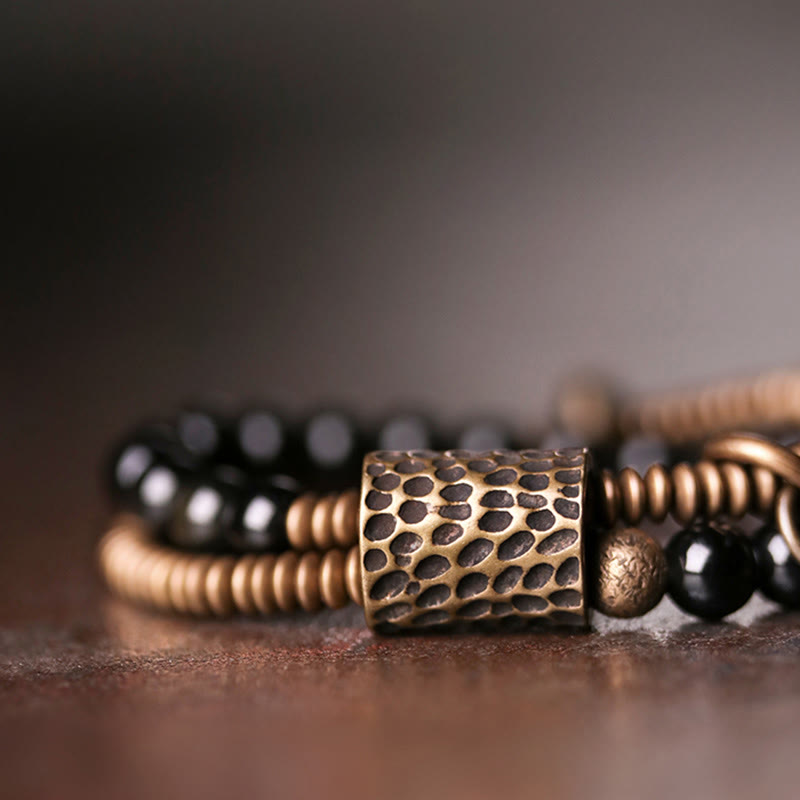 EverestArtstudios Rainbow Obsidian Copper Inner Peace Healing Double Layer Bracelet
