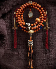 Handcrafted Bodhi toothless 108 Seed Tibetan Mala, Bead Necklace Bracelet for Meditation and Spiritual Practice