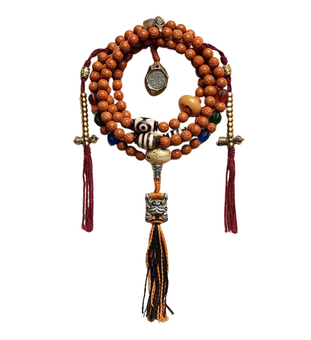 Handcrafted Bodhi toothless 108 Seed Tibetan Mala, Bead Necklace Bracelet for Meditation and Spiritual Practice